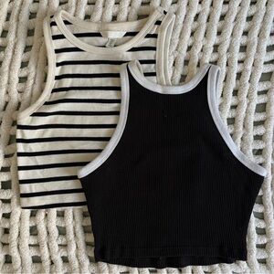 Striped and Solid Black Women's Tank Tops